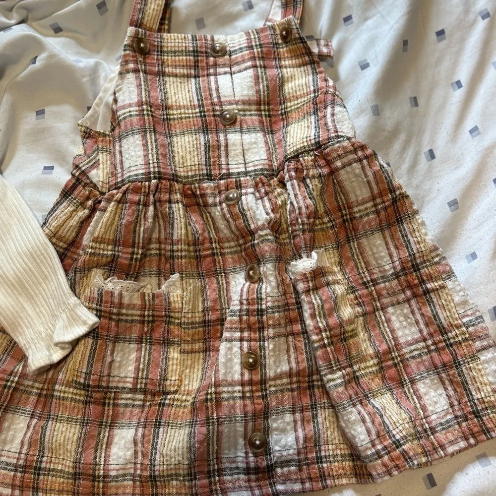 Nicole Miller Toddler / girls Plaid Dress with Cream Top - Picture 9 of 9